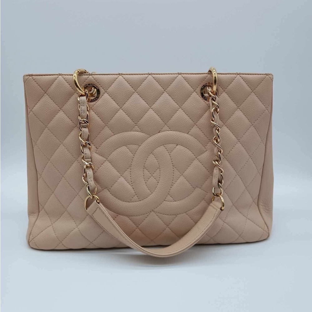 Chanel Beige Quilted Leather Tote